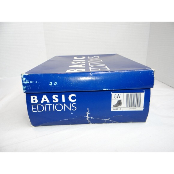 Basic Editions Womens Navy Blue Suede Ankle Boots Wedge Heel Side Zip Size 8W - Picture 9 of 10